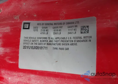 2013 Chevrolet Camaro 1Ss z USA, uszkodzony, nr VIN 2G1FJ1EJXD9181711